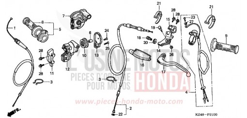 LEVIER DE GUIDON/COMMUTATEUR/CABLE (CR125R2,3) CR125R3 de 2003